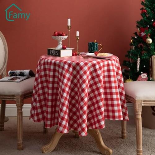 Modern Plaid Pattern Round Tablecloth Christmas Decorative Table Cloth Washable Living Room Bedroom Coat Table Cover Home Decor