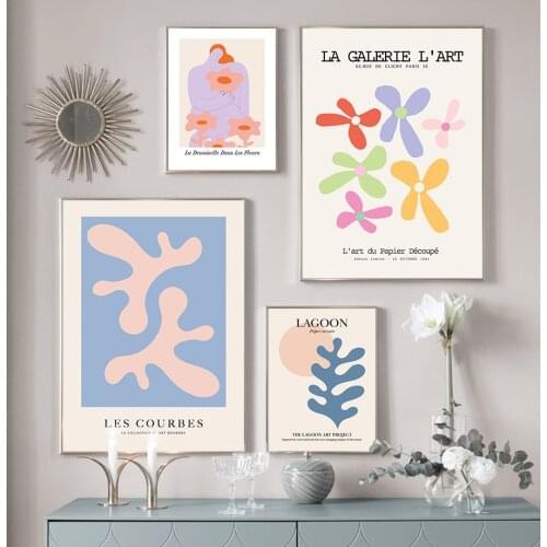 Modern Abstract Coral Flower Wave Matisse Wall Art Canvas Painting Nordic Posters And Prints Wall Pictures For Living Room Decor