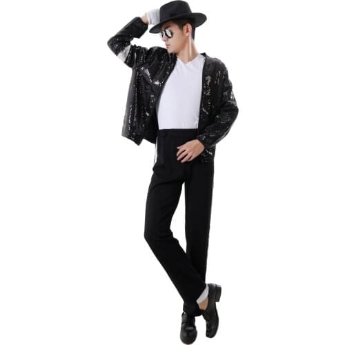 Michael Jackson Cosplay MJ Cos Child Adult Costume 6pcs MJ Billie Jean Jacket+Pant+Tshirt+Socks+Glove+Hat