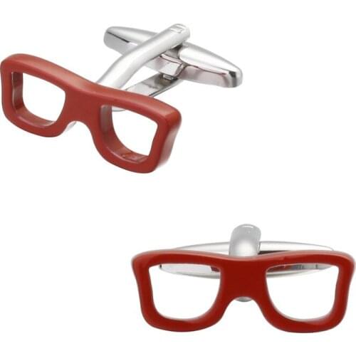 High quality mens wedding Cufflinks Red glasses frame Cufflinks 5 pairs of packaging for sale