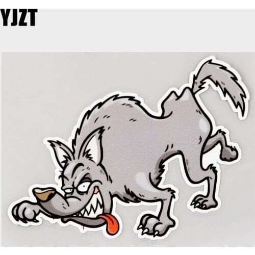 YJZT 13.3CM×10.3CM Lonely Hungry Wolf Greedy Car Sticker PVC Decal 11C-0284