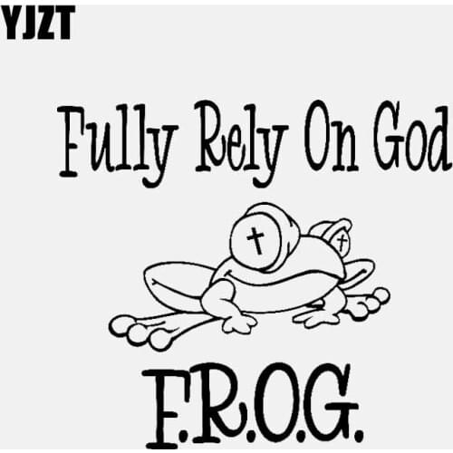 YJZT 15.2CM*13.3CM F.R.O.G. Fully Rely On God Christian Vinyl Decal Car Sticker Black/Silver C3-1476