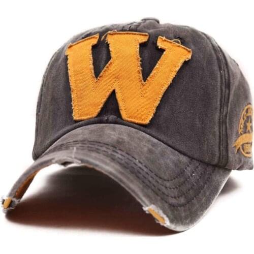 Cotton Embroidery Letter W Baseball Cap Snapback Caps Bone Sports Hat Distressed Wearing Style Outdoor Hat For Men Custom Hats