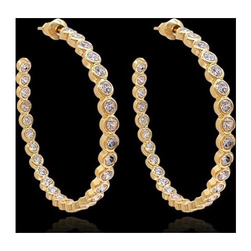 High Quality Big Circle earrings 2021 Trend Double C For Women Temperament Exaggerated Luxury Charms CZ Cubic Zircon Jewelry