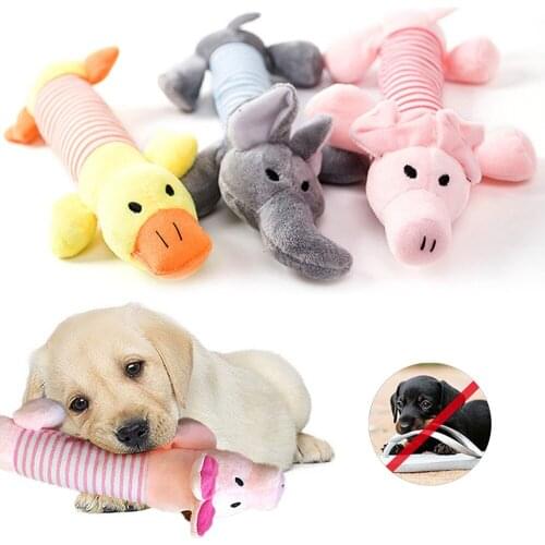 1PC Elephant Duck Pig Pet Dog Cat Plush Squeak Sound Dog Toys Funny Fleece Durability Chew Molar Toy Dog Toys Interactive