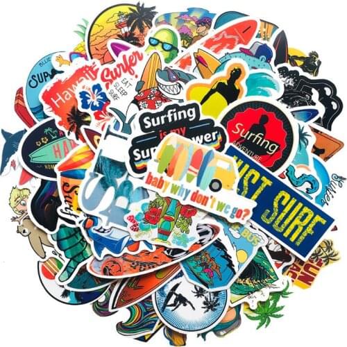10/30/50PCS Summer Beach Surfing Landscape Graffiti Luggage Trolley Case Skateboard Laptop Waterproof Sticker Wholesale