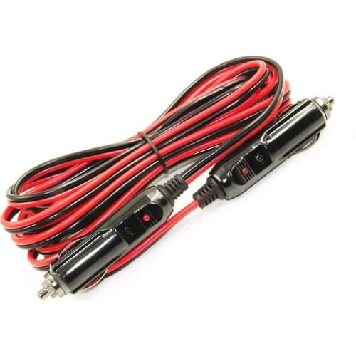 12FT 16AWG Heavy Duty Male to Male Cigarette Lighter Plug Cable Battery Charger Cord plug to plug with led light indicator