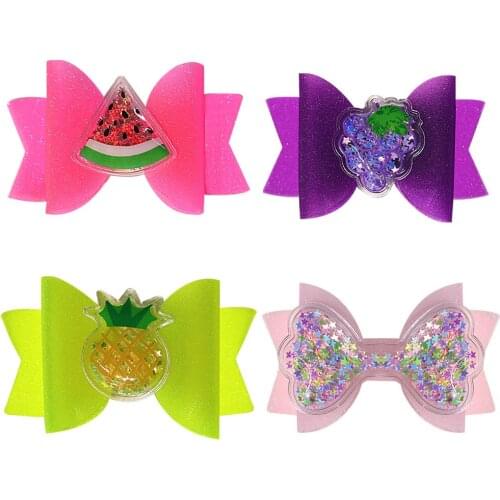CN 2pcs 3" Waterproof Hair Bow Princess Hairgrips Jelly Bows Hair Bows Hairpins Dance Party Hair Clip Girls Hair Accessories