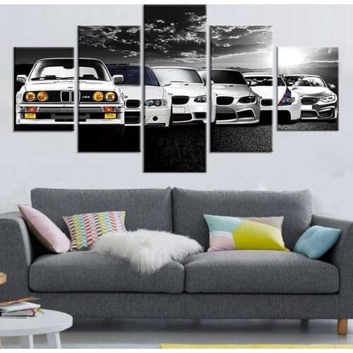 5 PCS Canvas Painting BWMs Car evolution Wall Art Picture Canvas Prints Modern Wall Pictures Home Living Room Decor