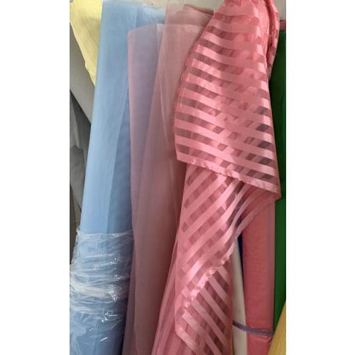 Free shipping Stripe Sheer Organza Fabric Party Bridal Wedding Dress Craft 150cm*100cm