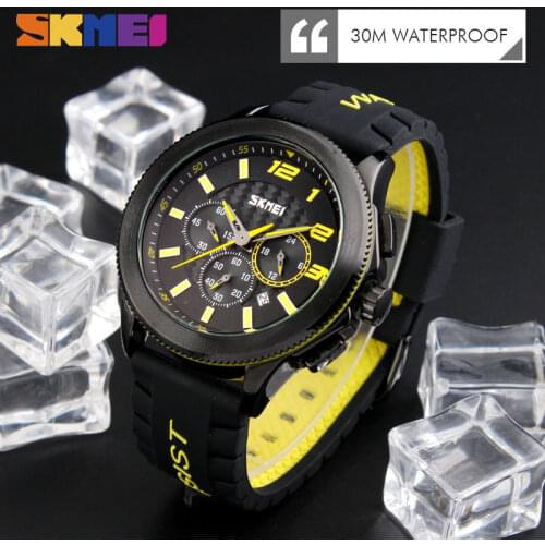 SKMEI 9136 Men Quartz Wristwatches Fashion Casual Brand Watches Silicone Strap Stop Watch Auto Date Man Clock Relogio Masculino
