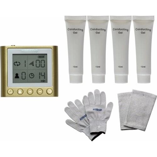 Dual Input Electrical Tens Massager Unit KTR-210 Pulse Acupuncture Muscle Stimulator With 4Pcs Conducting Gel Gloves Kneepads