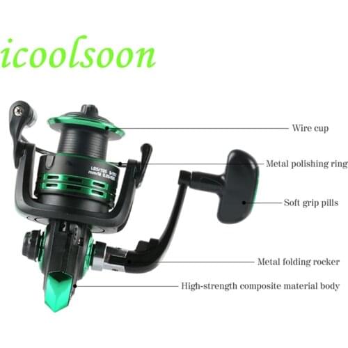 ICOOLSOON spinning fishing reels wheel double wire cup metal rocker arm long throw sea rod factory wholesale jigging saltwater