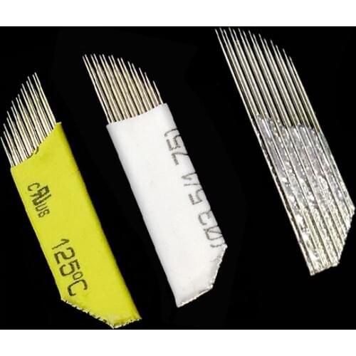 500 Double Row 15 Microblading Needle Permanent Makeup Eyebrow Tattoo Needles Manual Pen Lamina Double 15 Pin Maquillaje Permane