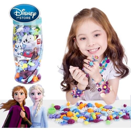 Disney Frozen 150/300 Pieces Beaded Toys Children Girls DIY Necklaces Handmade Beads Making Jewelry Toy Classic Educational Toys
