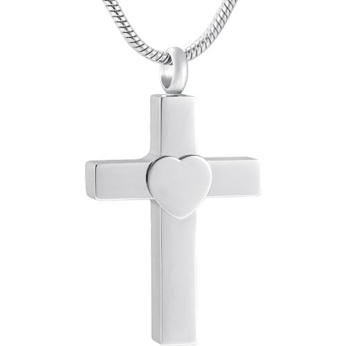 IJD9906 Hold Little Blank Heart Cross Stainless Steel Memorial Urn Necklace Keepsake Cremation jewelry for ashes of loved one