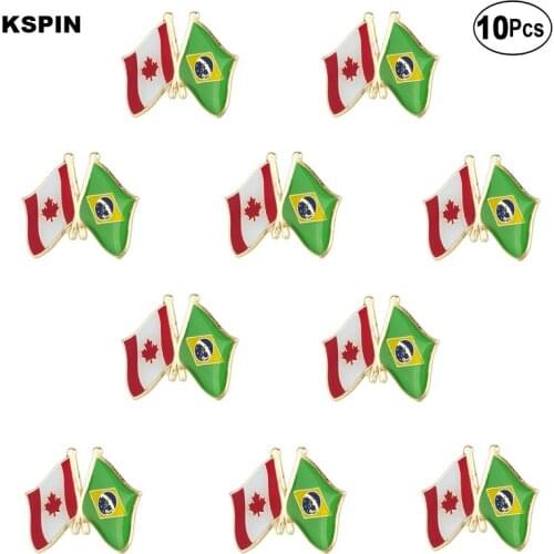 Canada & Brazil Flag Lapel Pin Flag badge Brooch Pins Badges 10Pcs a Lot