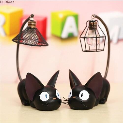 Kikis Delivery Service JIJI Anime Action Figure Printed Resin Creative Night Light Cartoon Decoration Hourglass Piggy Bank Toy
