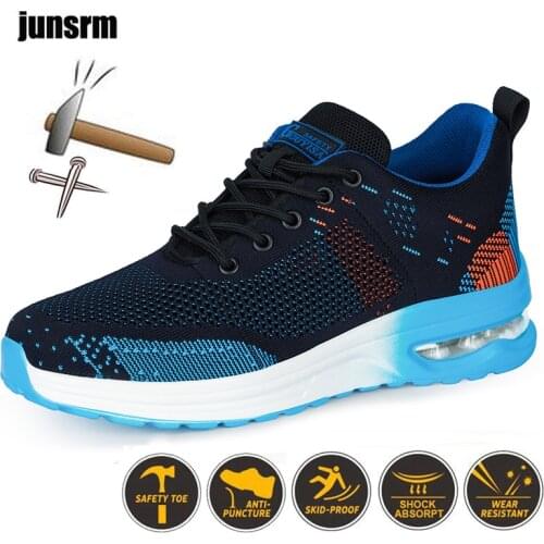 Lightweight and breathable safety shoes mens EVA puncture-proof steel toe cap womens non-slip outdoor work boots soft-soled