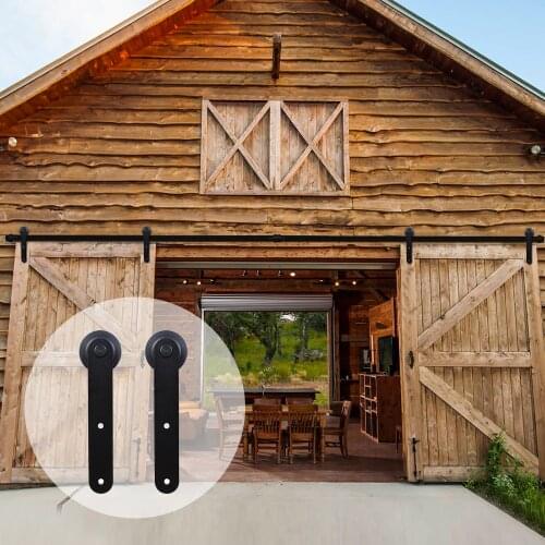 LWZH 13FT/14FT/15FT Sliding Wood Door Carbon Steel Sliding Closet Door Round Shaped Hardware Rail Track Kits for Double Door