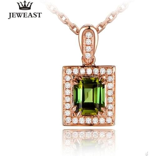 ML Natural green tourmaline 18K Pure Gold Pendant Real AU 750 Solid Gold Upscale Classic Party Fine Jewelry Hot Sell New 2020