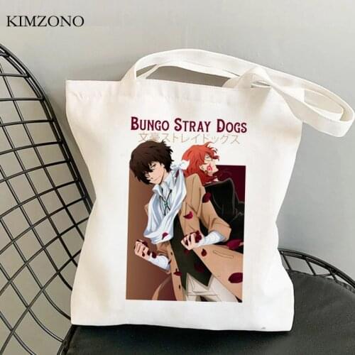 Bungou Stray Dogs shopping bag reusable canvas eco grocery jute bag bag jute bolsa compra sac toile