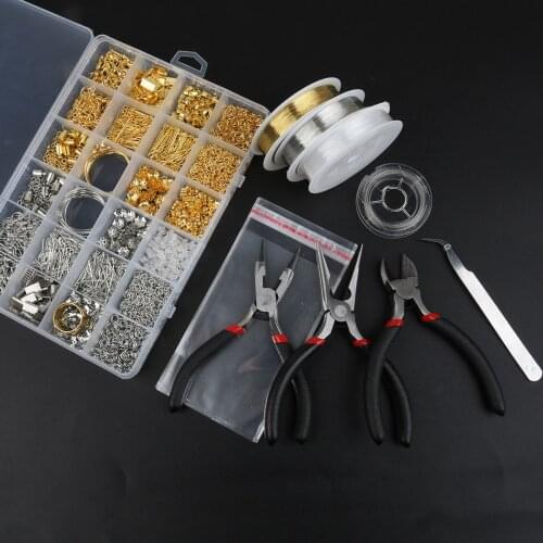 1 Box 10/24 Grid DIY Jewelry Making Findings Rings/Lobster clasp/Hook/Torus/Needle/Clip Making Box Beads Kit Jewelry Tool Sets