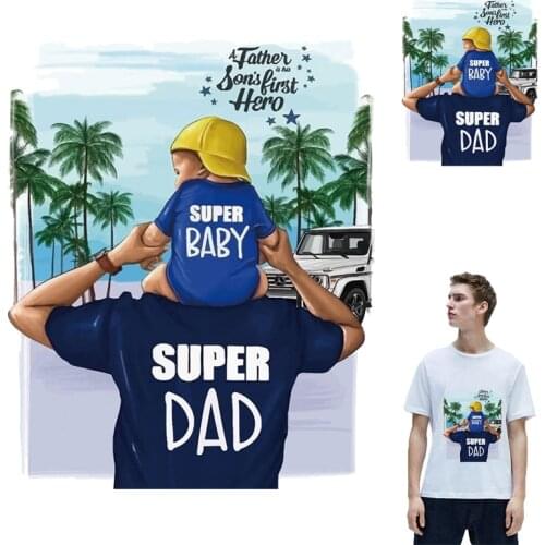 Baby Dad patch applique Iron on transfer for clothing iron on vinyl transfer T shirt Stickers patches on clothes thermo Stripes