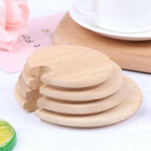 Natural Environmentally Friendly Bamboo Cup Cover With Hole Universal Creative Coaster Barrel Lid Cover Seal Cover Mug Cover