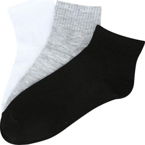 3 Pairs Men Socks Summer Solid Color Casual Fashion Male Ankle Sock Best Quality Breathable Comfortable Cotton Black Sock Meias