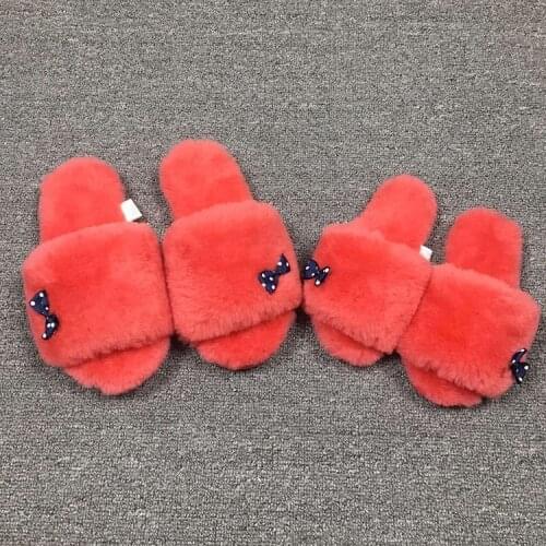 New Warm Soft Wool Home Slippers Women House Slippers Casual Shoes Winter Indoor Slippers Floor Natural Fur Furry Slipper