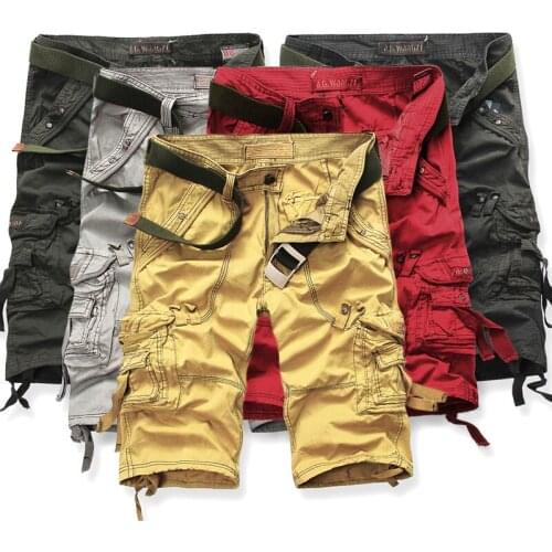 New style large size multi-pocket fashion loose casual overalls Mens Summer Cotton Army Tactical Cargo Shorts New Brand NO BELT