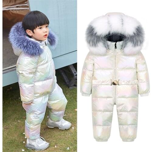 Orangemom Brand 2021 New Winter One Piece Snowsuit Down Jacket For Boys Girl White Outerwear Coat Thicken Waterproof Clothes
