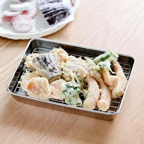 Stainless Steel Food Trays Rectangle Fruit Vegetables Storage Pans Cake Bread Biscuits Dish for Bakeware Kitchen Accessories