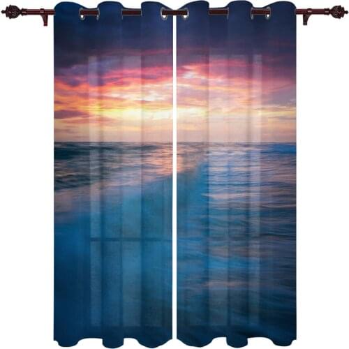 Polyester Curtain Color Sky Sea Surface Kitchen Room Curtains In The Modern Living Room Bedroom Dining Room Translucent Curtain