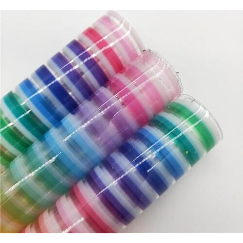 LEOsyntheticoDIY JELLY Transparent TUP Leather with Printed Stripes Pastel Colors Vinil For DIY Bows 21X29CM R258A