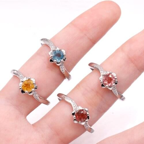 Sugar tourmaline rings round stone set turmalina open adjustable ring zircon women fashion jewelry gift