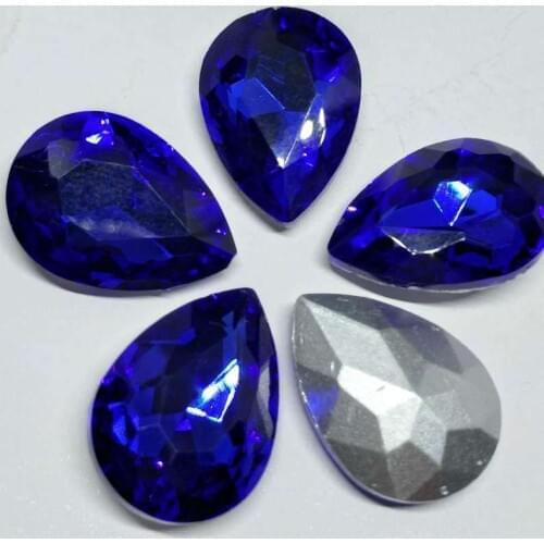 Sapphire blue Drops Crystal Glass Sewing Rhinestones pointback DIY Wedding dress and bag 6*8 7*10 10*14 13*18 18*25 20*30 4*6