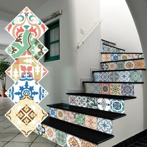 5Pcs Vinyl Colorful Tile Floor wall Stickers 20x20cm Self-adhesive Removable 3D Wallpaper Stair Furniture Decals diy Home Decor