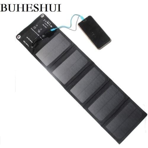 BUHESHUI 10W Foldable solar Charger 5V USB Output Devices Portable Solar Panel Charger For Smartphones Outdoor Camp Waterproof
