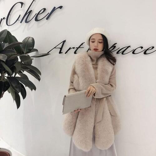 Women Clothes Real Fox Vest Long Fur Coat Jacket Female Coats Winter Warm Elegant Vests Manteau Femme Hiver ZL617