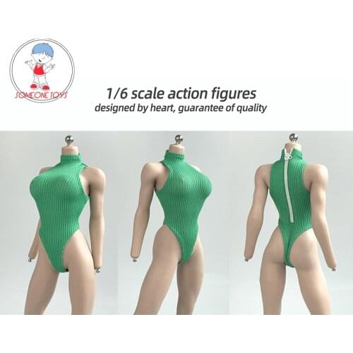 1/6th Female sexy Swimsuit green white vest black Sleeveless high-fork bodysuit for 12 inches Seamless Body Figure TBLeague S21