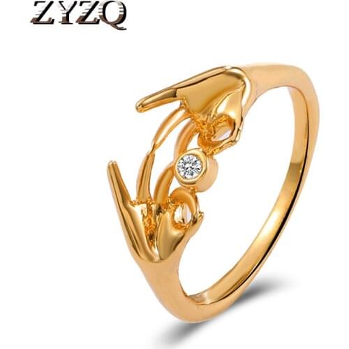 ZYZQ 2021 Trendy Gesture Ring For Women Retro Simple Hug Lover Ring Unisex finger Ring Valentines Day Gift Jewelry