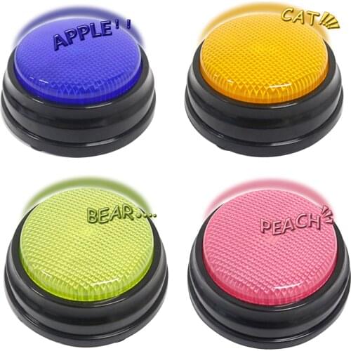 Recordable Talking Button with Led Function Learning Resources Answer Buzzers Orange+Blue+Green+Pink