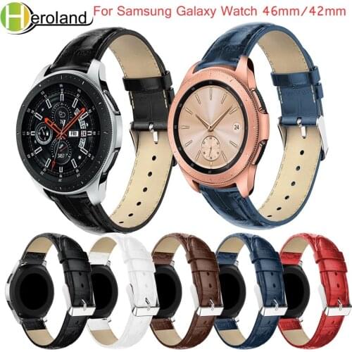 20mm watchband strap for Samsung Galaxy Watch 42mm/46mm strap band smart Bracelet leather band Wrist Replacement Crocodile Belt
