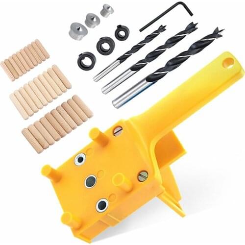 3pcs Woodworking Dowel Jig Drill Guide Positioning Tools With Metal Dowel Pins 6 8 10mm Drilling Wood Drilling Hole Saw Kit