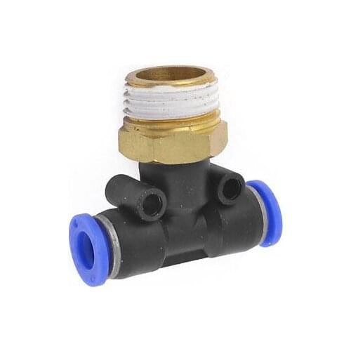 1/2" PT Male Thread to 8mm One Touch Push In T Shaped Air Quick Fitting Joint 3pcs
