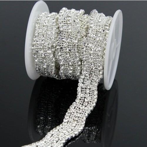 5Yards Beaded Rhinestone Trim Crystal Glass Chain Wedding Decoration Sew DIY Accessories