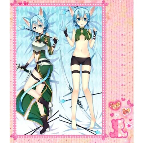 Anime Cartoon Sword Art Online Double Bolster Hugging Pillow Case Pillow Cover Pillowcase Peach Skin 2 Way No.12089