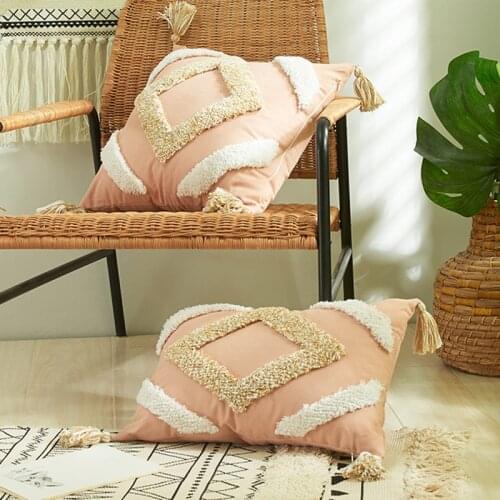Free Shipping 30*50/45*45cm Nordic Style Cotton Morocco Tufted Tassels Cushion Cover NO CORE XA20200512-2